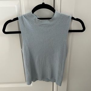 Brandy Melville Blue Ribbed Sleeveless Shirt